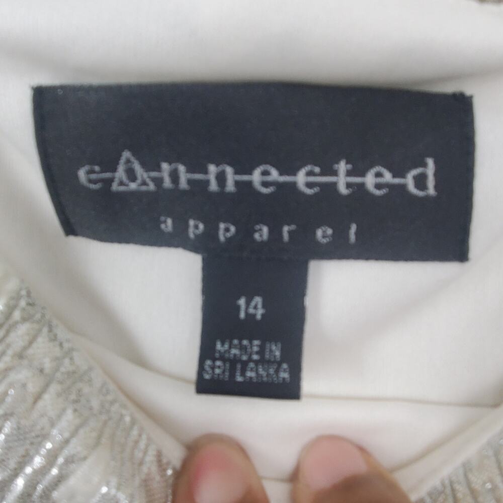 CONNECTED APPAREL | Faux Wrap | Metallic Silver | Lisa Cocktail Dress | Size 14 - Picture 5 of 8